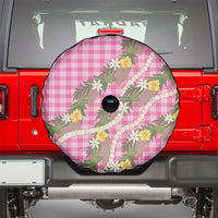 Aloha Puakenikeni Anthurium Pikake Lei Spare Tire Cover Tropical Pink Hawaiian Palaka Pattern LT9 - Polynesian Pride