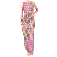 Aloha Puakenikeni Anthurium Pikake Lei Tank Maxi Dress Tropical Pink Hawaiian Palaka Pattern LT9 Women Pink - Polynesian Pride