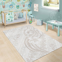 Hawaii Plumeria Lokelani Pikake Lei Area Rug Sandy Beige Polynesian Tattoo