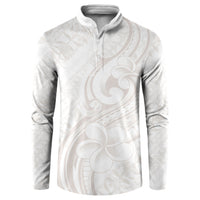 Hawaii Plumeria Lokelani Pikake Lei Button Sweatshirt Sandy Beige Polynesian Tattoo LT9 Beige - Polynesian Pride
