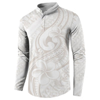Hawaii Plumeria Lokelani Pikake Lei Button Sweatshirt Sandy Beige Polynesian Tattoo LT9 - Polynesian Pride