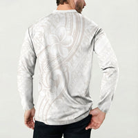 Hawaii Plumeria Lokelani Pikake Lei Button Sweatshirt Sandy Beige Polynesian Tattoo LT9 - Polynesian Pride