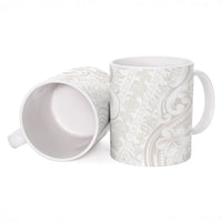 Hawaii Plumeria Lokelani Pikake Lei Ceramic Mug Sandy Beige Polynesian Tattoo