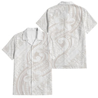 Hawaii Plumeria Lokelani Pikake Lei Family Matching Mermaid Dress and Hawaiian Shirt Sandy Beige Polynesian Tattoo LT9 Dad's Shirt - Short Sleeve Beige - Polynesian Pride