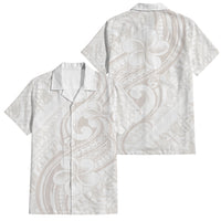 Hawaii Plumeria Lokelani Pikake Lei Family Matching Short Sleeve Bodycon Dress and Hawaiian Shirt Sandy Beige Polynesian Tattoo LT9 Dad's Shirt - Short Sleeve Beige - Polynesian Pride