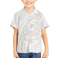 Hawaii Plumeria Lokelani Pikake Lei Family Matching Short Sleeve Bodycon Dress and Hawaiian Shirt Sandy Beige Polynesian Tattoo