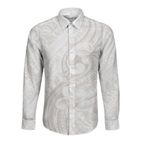 Hawaii Plumeria Lokelani Pikake Lei Long Sleeve Button Shirt Sandy Beige Polynesian Tattoo LT9 Unisex Beige - Polynesian Pride
