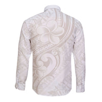 Hawaii Plumeria Lokelani Pikake Lei Long Sleeve Button Shirt Sandy Beige Polynesian Tattoo LT9 - Polynesian Pride