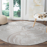 Hawaii Plumeria Lokelani Pikake Lei Round Carpet Sandy Beige Polynesian Tattoo