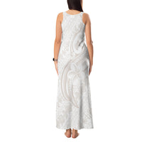 Hawaii Plumeria Lokelani Pikake Lei Tank Maxi Dress Sandy Beige Polynesian Tattoo