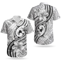 Hawaii Plumeria Lokelani Pikake Lei Couples Matching Long Sleeve Bodycon Dress and Hawaiian Shirt Ele'ele Polynesian Tattoo LT9 - Polynesian Pride