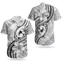 Hawaii Plumeria Lokelani Pikake Lei Couples Matching Short Sleeve Bodycon Dress and Hawaiian Shirt Ele'ele Polynesian Tattoo LT9 - Polynesian Pride