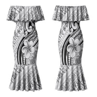 Hawaii Plumeria Lokelani Pikake Lei Family Matching Mermaid Dress and Hawaiian Shirt Ele'ele Polynesian Tattoo LT9 Mom's Dress Black - Polynesian Pride