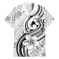 Hawaii Plumeria Lokelani Pikake Lei Family Matching Off Shoulder Maxi Dress and Hawaiian Shirt Ele'ele Polynesian Tattoo LT9 Dad's Shirt - Short Sleeve Black - Polynesian Pride