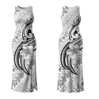 Hawaii Plumeria Lokelani Pikake Lei Family Matching Tank Maxi Dress and Hawaiian Shirt Ele'ele Polynesian Tattoo LT9 Mom's Dress Black - Polynesian Pride