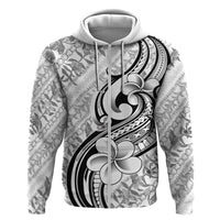 Hawaii Plumeria Lokelani Pikake Lei Hoodie Ele'ele Polynesian Tattoo LT9 Zip Hoodie Black - Polynesian Pride