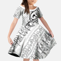 Hawaii Plumeria Lokelani Pikake Lei Kid Short Sleeve Dress Ele'ele Polynesian Tattoo
