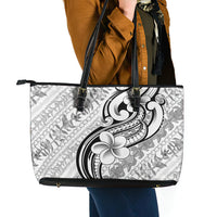 Hawaii Plumeria Lokelani Pikake Lei Leather Tote Bag Ele'ele Polynesian Tattoo LT9 - Polynesian Pride