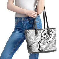Hawaii Plumeria Lokelani Pikake Lei Leather Tote Bag Ele'ele Polynesian Tattoo LT9 - Polynesian Pride