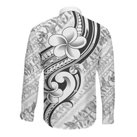 Hawaii Plumeria Lokelani Pikake Lei Long Sleeve Button Shirt Ele'ele Polynesian Tattoo LT9 - Polynesian Pride