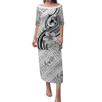 Hawaii Plumeria Lokelani Pikake Lei Puletasi Ele'ele Polynesian Tattoo LT9 Long Dress Black - Polynesian Pride
