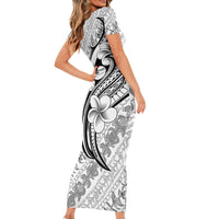 Hawaii Plumeria Lokelani Pikake Lei Short Sleeve Bodycon Dress Ele'ele Polynesian Tattoo LT9 - Polynesian Pride