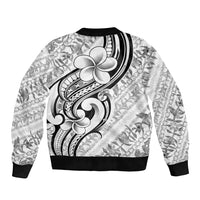 Hawaii Plumeria Lokelani Pikake Lei Sleeve Zip Bomber Jacket Ele'ele Polynesian Tattoo LT9 - Polynesian Pride