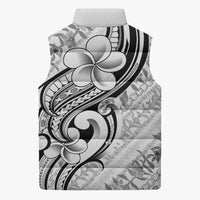 Hawaii Plumeria Lokelani Pikake Lei Sleeveless Puffer Jacket Ele'ele Polynesian Tattoo