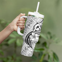 Hawaii Plumeria Lokelani Pikake Lei Tumbler With Handle Ele'ele Polynesian Tattoo