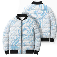 Hawaii Plumeria Lokelani Pikake Lei Bomber Puffer Jacket Uliuli Polynesian Tattoo