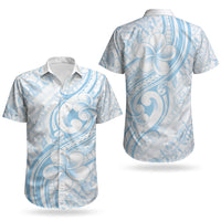 Hawaii Plumeria Lokelani Pikake Lei Couples Matching Off The Shoulder Long Sleeve Dress and Hawaiian Shirt Uliuli Polynesian Tattoo LT9 - Polynesian Pride