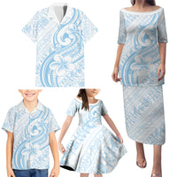 Hawaii Plumeria Lokelani Pikake Lei Family Matching Puletasi and Hawaiian Shirt Uliuli Polynesian Tattoo
