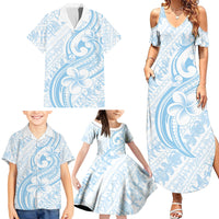 Hawaii Plumeria Lokelani Pikake Lei Family Matching Summer Maxi Dress and Hawaiian Shirt Uliuli Polynesian Tattoo