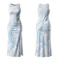 Hawaii Plumeria Lokelani Pikake Lei Family Matching Tank Maxi Dress and Hawaiian Shirt Uliuli Polynesian Tattoo LT9 Mom's Dress Blue - Polynesian Pride