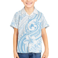 Hawaii Plumeria Lokelani Pikake Lei Kid Hawaiian Shirt Uliuli Polynesian Tattoo LT9 Kid Blue - Polynesian Pride