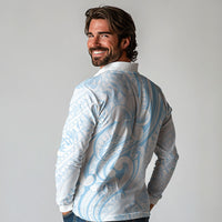 Hawaii Plumeria Lokelani Pikake Lei Long Sleeve Polo Shirt Uliuli Polynesian Tattoo
