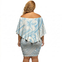 Hawaii Plumeria Lokelani Pikake Lei Off Shoulder Short Dress Uliuli Polynesian Tattoo LT9 - Polynesian Pride