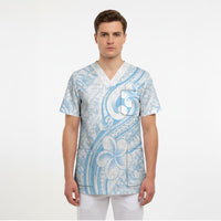 Hawaii Plumeria Lokelani Pikake Lei Scrub Top Uliuli Polynesian Tattoo LT9 - Polynesian Pride