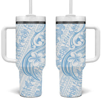 Hawaii Plumeria Lokelani Pikake Lei Tumbler With Handle Uliuli Polynesian Tattoo LT9 One Size: 40 oz Blue - Polynesian Pride