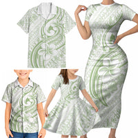 Hawaii Plumeria Lokelani Pikake Lei Family Matching Short Sleeve Bodycon Dress and Hawaiian Shirt Oma'oma'o Polynesian Tattoo LT9 - Polynesian Pride