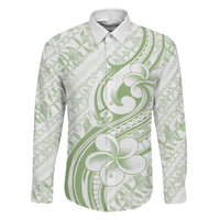Hawaii Plumeria Lokelani Pikake Lei Family Matching Short Sleeve Bodycon Dress and Hawaiian Shirt Oma'oma'o Polynesian Tattoo LT9 Daughter's Dress Green - Polynesian Pride