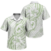 Hawaii Plumeria Lokelani Pikake Lei Family Matching Short Sleeve Bodycon Dress and Hawaiian Shirt Oma'oma'o Polynesian Tattoo LT9 Son's Shirt Green - Polynesian Pride