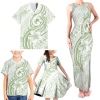 Hawaii Plumeria Lokelani Pikake Lei Family Matching Tank Maxi Dress and Hawaiian Shirt Oma'oma'o Polynesian Tattoo