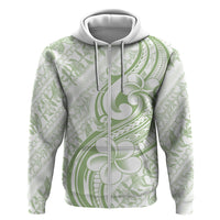Hawaii Plumeria Lokelani Pikake Lei Hoodie Oma'oma'o Polynesian Tattoo LT9 Zip Hoodie Green - Polynesian Pride