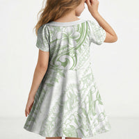 Hawaii Plumeria Lokelani Pikake Lei Kid Short Sleeve Dress Oma'oma'o Polynesian Tattoo LT9 - Polynesian Pride