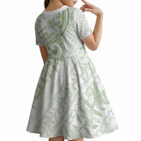 Hawaii Plumeria Lokelani Pikake Lei Kid Short Sleeve Dress Oma'oma'o Polynesian Tattoo LT9 - Polynesian Pride