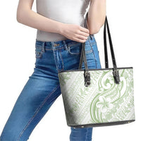 Hawaii Plumeria Lokelani Pikake Lei Leather Tote Bag Oma'oma'o Polynesian Tattoo LT9 - Polynesian Pride