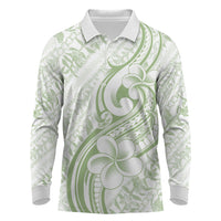 Hawaii Plumeria Lokelani Pikake Lei Long Sleeve Polo Shirt Oma'oma'o Polynesian Tattoo