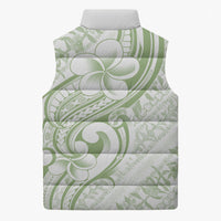 Hawaii Plumeria Lokelani Pikake Lei Sleeveless Puffer Jacket Oma'oma'o Polynesian Tattoo