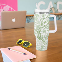 Hawaii Plumeria Lokelani Pikake Lei Tumbler With Handle Oma'oma'o Polynesian Tattoo LT9 - Polynesian Pride